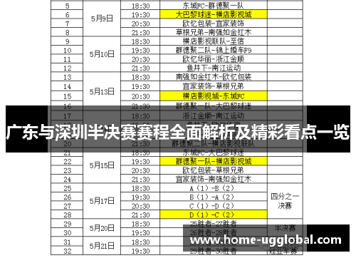 广东与深圳半决赛赛程全面解析及精彩看点一览